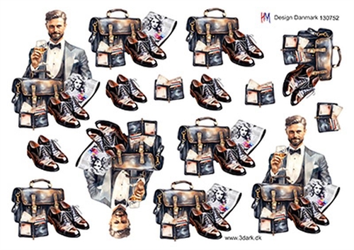 3D Herre med taske, sko m.m.